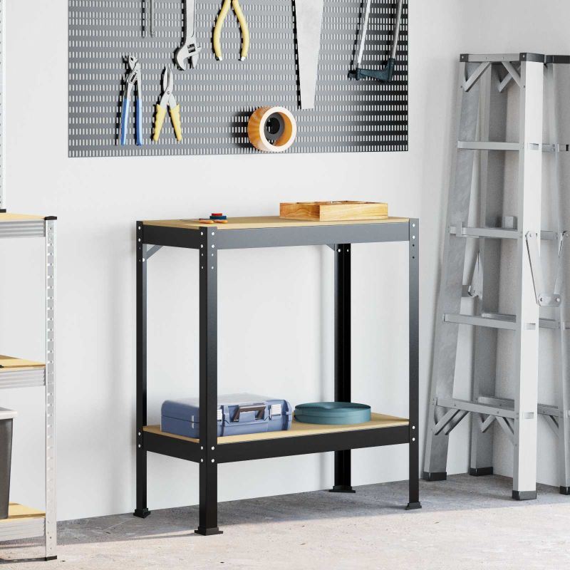 Työpöydät hyllyllä Musta 81 x 41 x 91 cm Tekninen puu