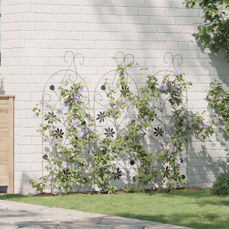 Puutarha-aita 3 pcs Musta 112 x 40 cm Teräs