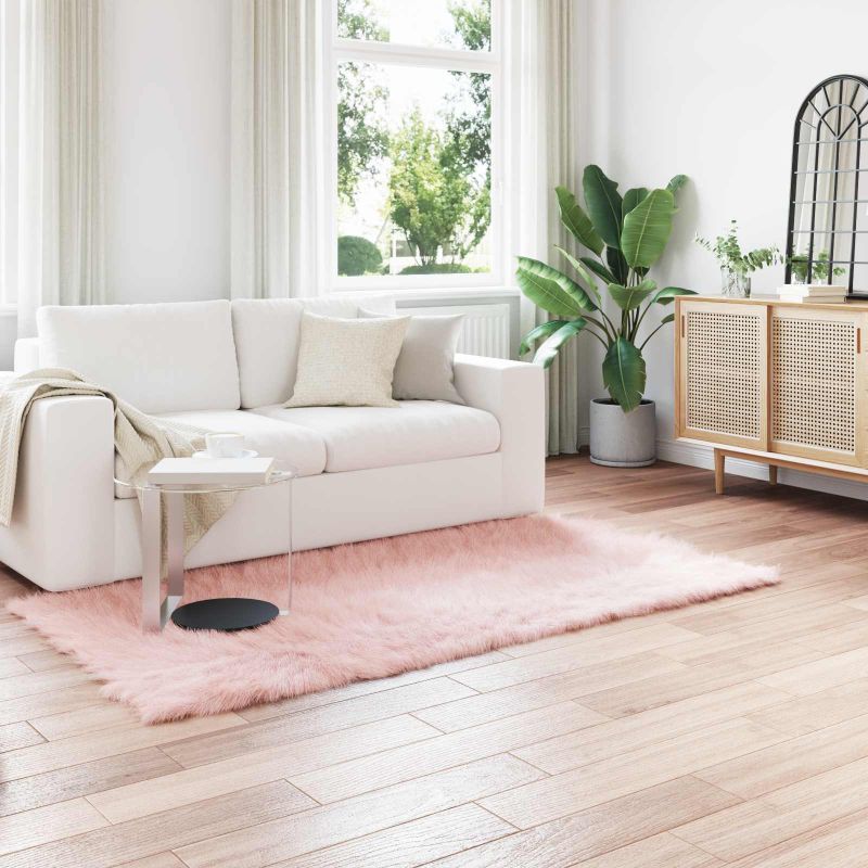 Tekonahkasheepskinmatto Pinkki 100 x 200 cm Polyesteri