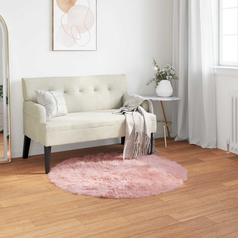 Tekonahkasheepskinmatto Pinkki 100 x 100 cm Polyesteri