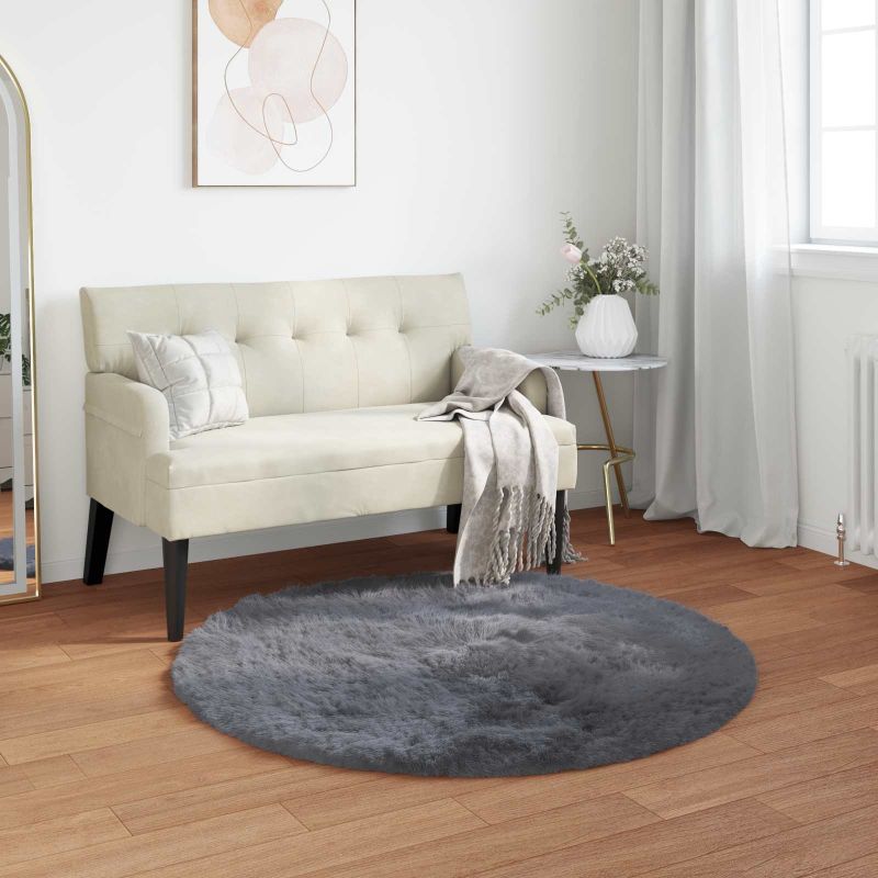 Tekonahkasheepskinmatto Antrasiitti 120 x 120 cm Polyesteri