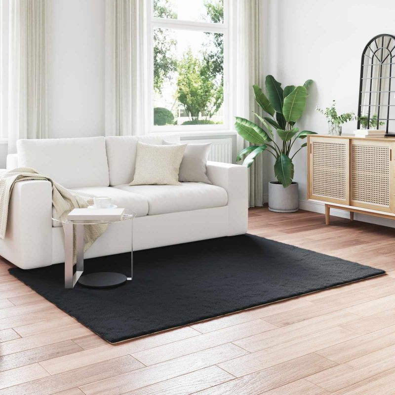 Keinotekoinen Kanin Turkis Matto Musta 120 x 170 cm Polyesteri