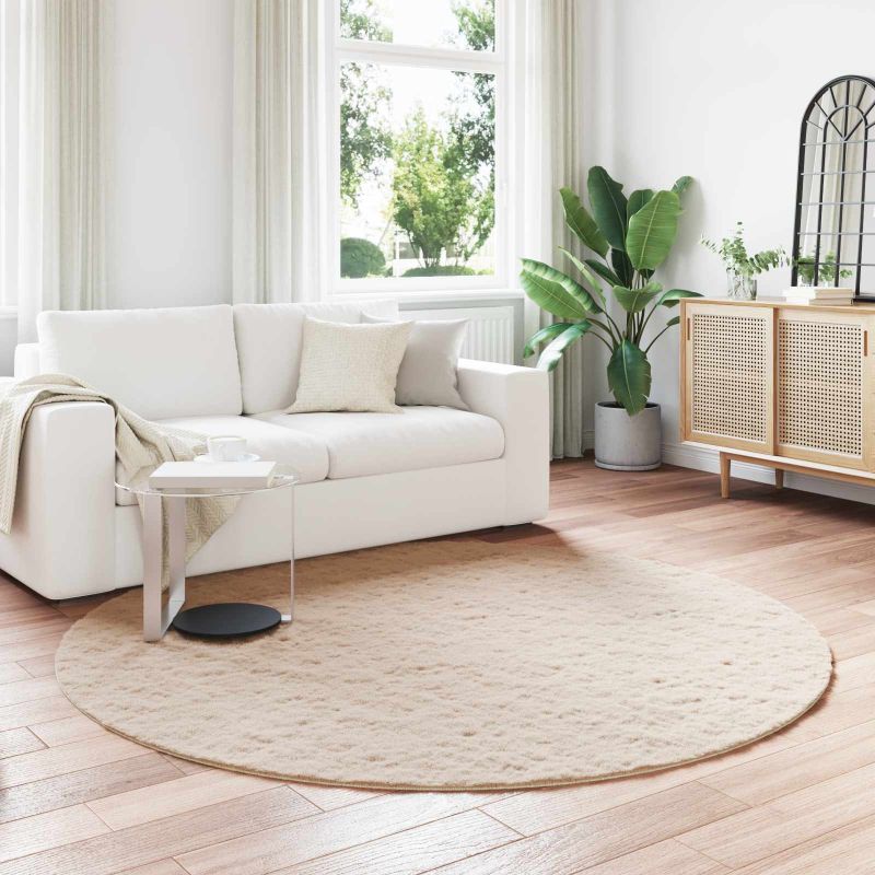 Keinotekoinen Kanin Turkis Matto Harmaanruskea Ø 200 cm