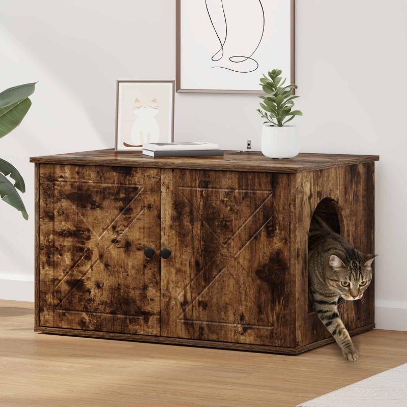 Kissatalo Savupähkinä 85 x 55 x 50 cm Tekninen puu