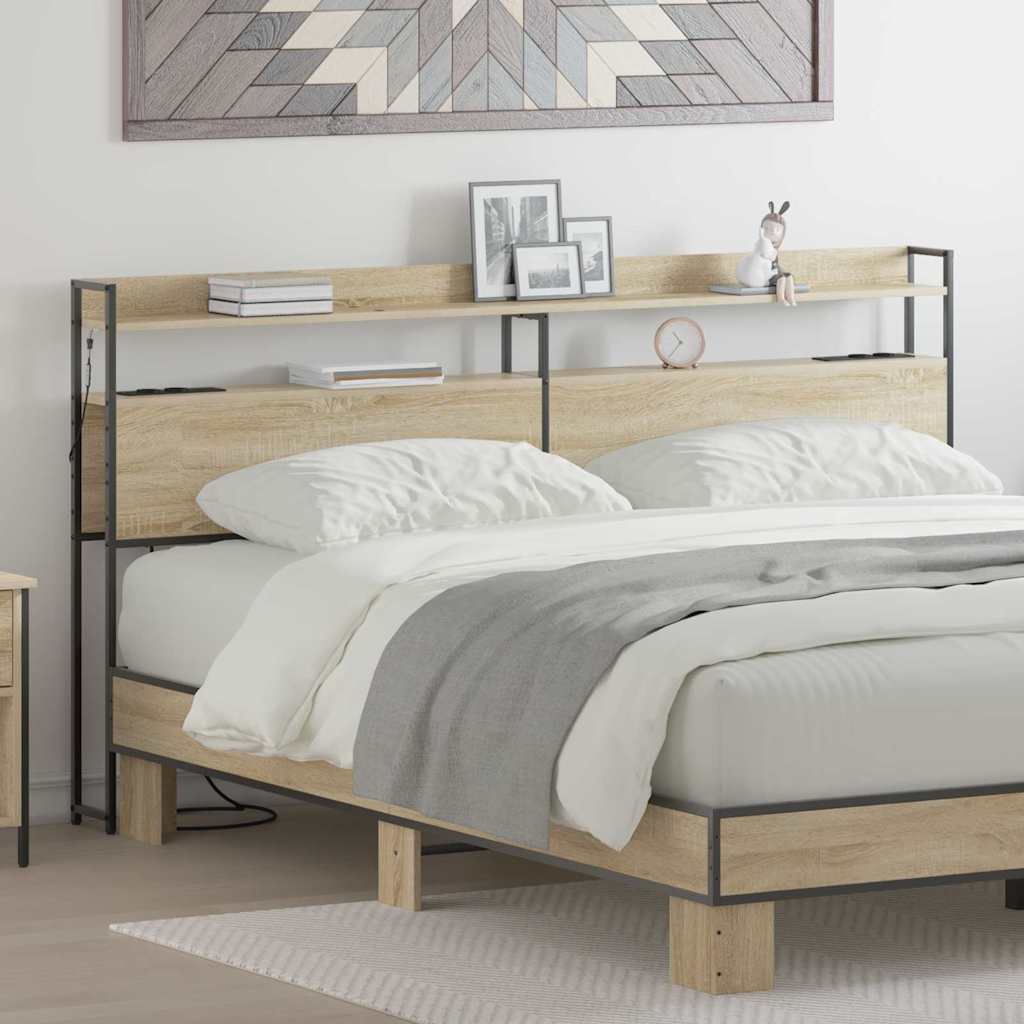 Säilytyspääty LED -nauhavalot hyllyllä Sonoma tammi 180 cm Tekninen puu