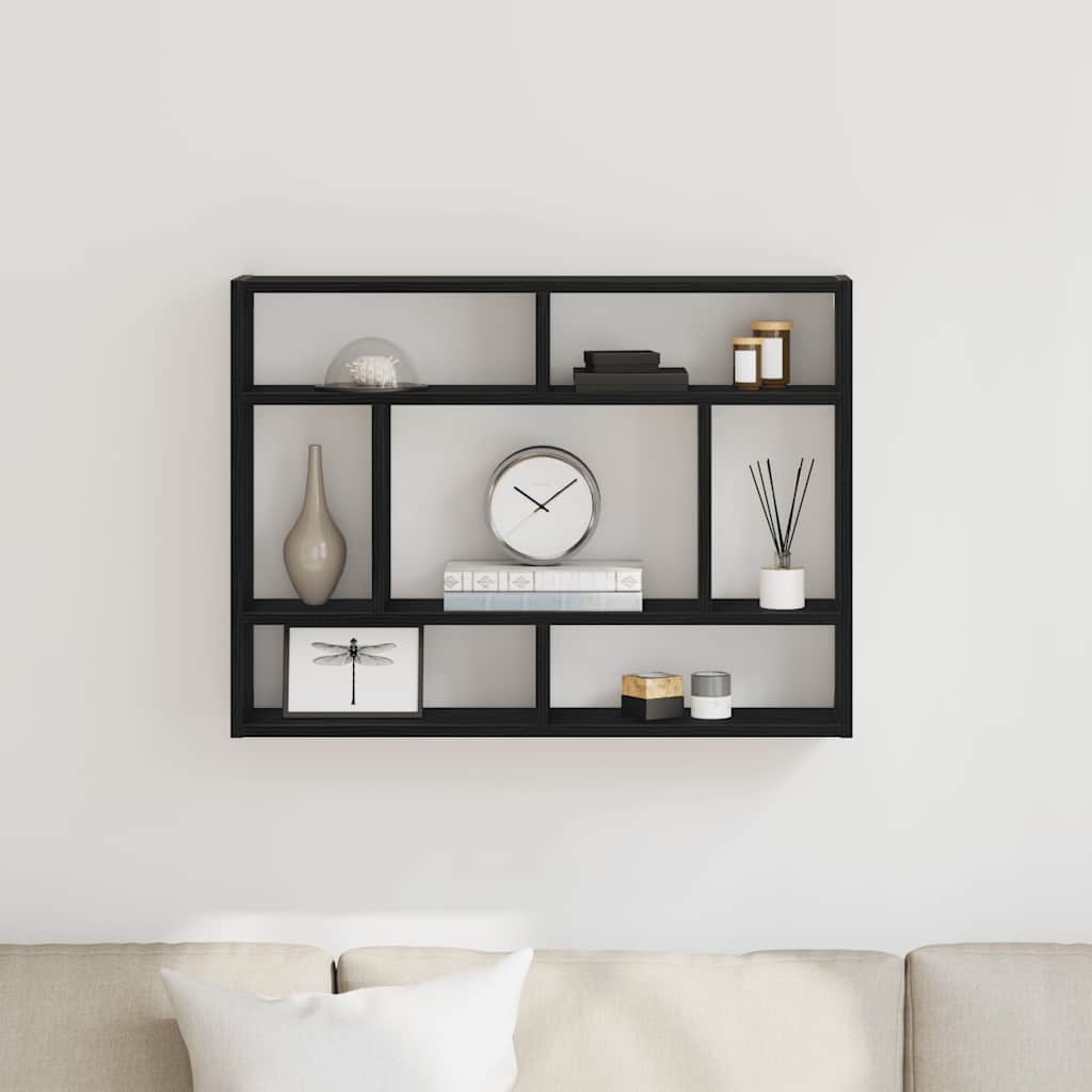 Seinähylly musta tammi 75x16x55 cm tekopuu