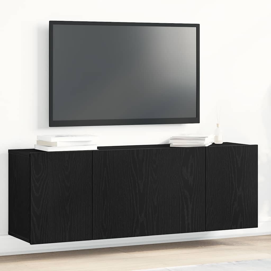 TV-tasot 2 kpl musta tammi 120x30x41 cm tekopuu