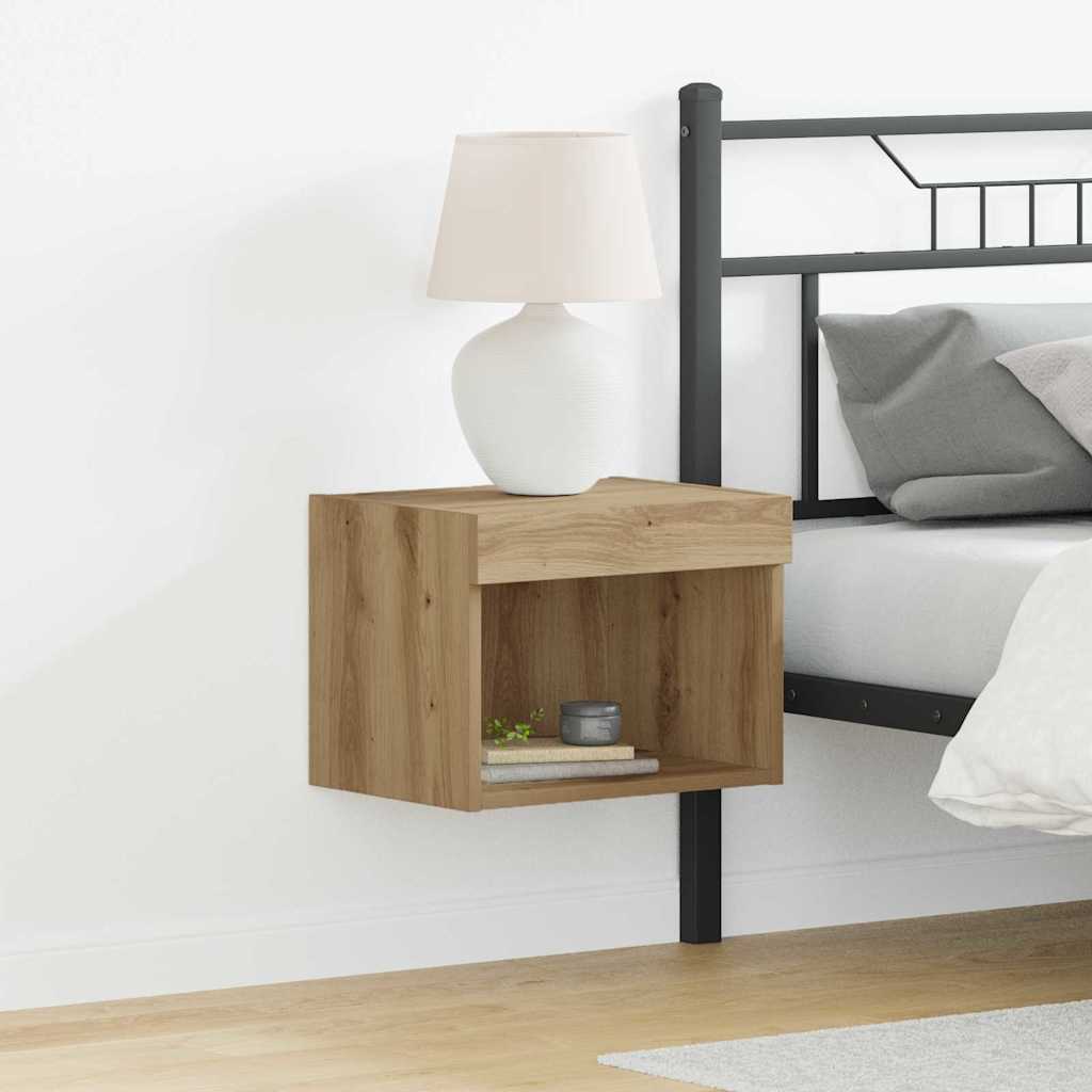 Seinähyllyt LED-valoilla 2 kpl Artisan tammi 40x30x30 cm