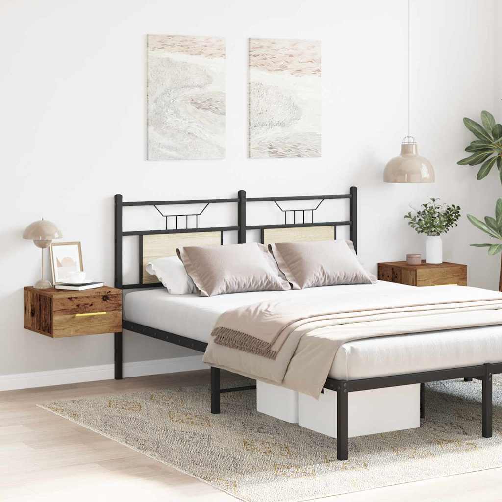 Yöpöydät 2 kpl Seinään Kiinnitettävä Vanha Puu 35x35x20 cm