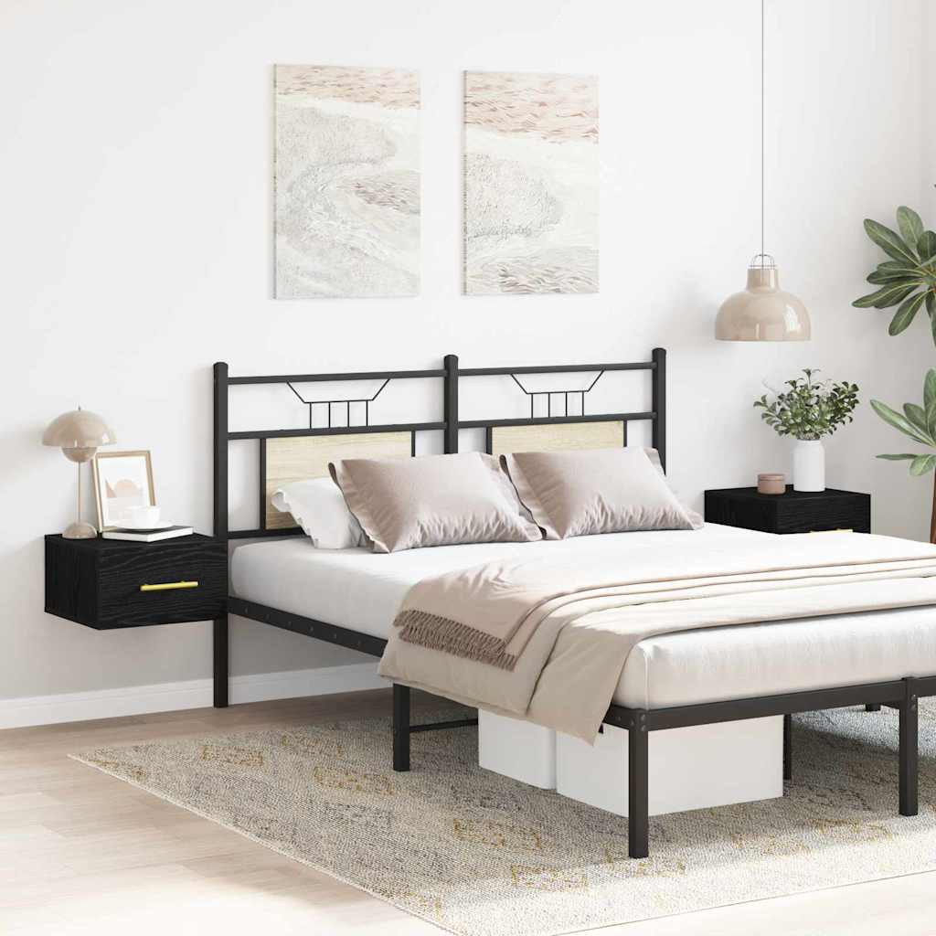 Yöpöydät 2 kpl Seinälle Asennettavat Musta Tammi 35x35x20 cm