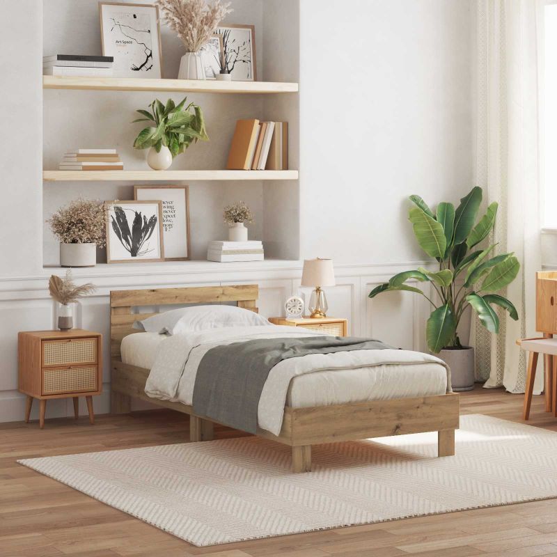 Sänky LED-valoilla Artisan Tammi 75x190 cm Keinotekoinen Puu