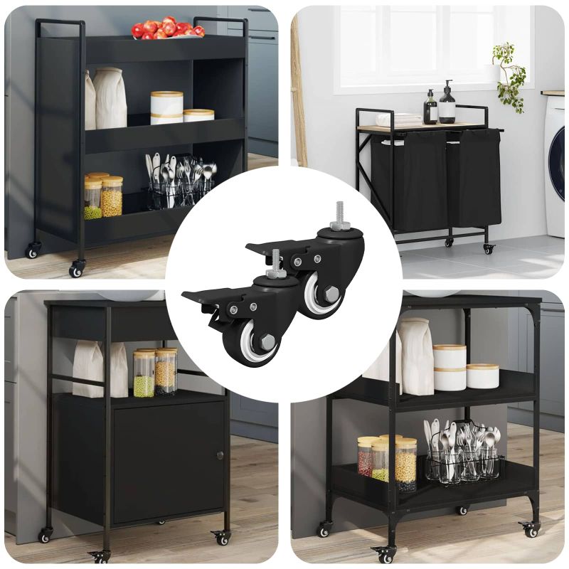 Pyörät 2 pcs Musta 40,4 x 40,4 x 19,7 mm Rautaa ja nailonia