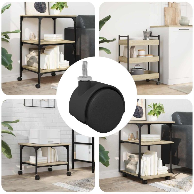 Pyörät 12 pcs Musta 40,1 x 37,8 mm PP ja rauta