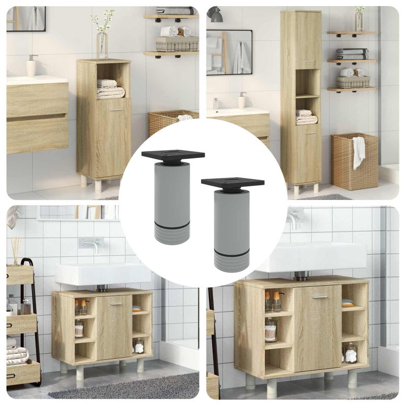 Huonekalujalat Säädettävä 2 pcs Valkoinen 64 x 64 x 100 mm PP