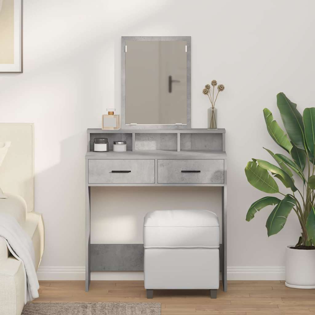 Meikkipöytä Laatikoilla Betoni Harmaa 79x41x140 cm