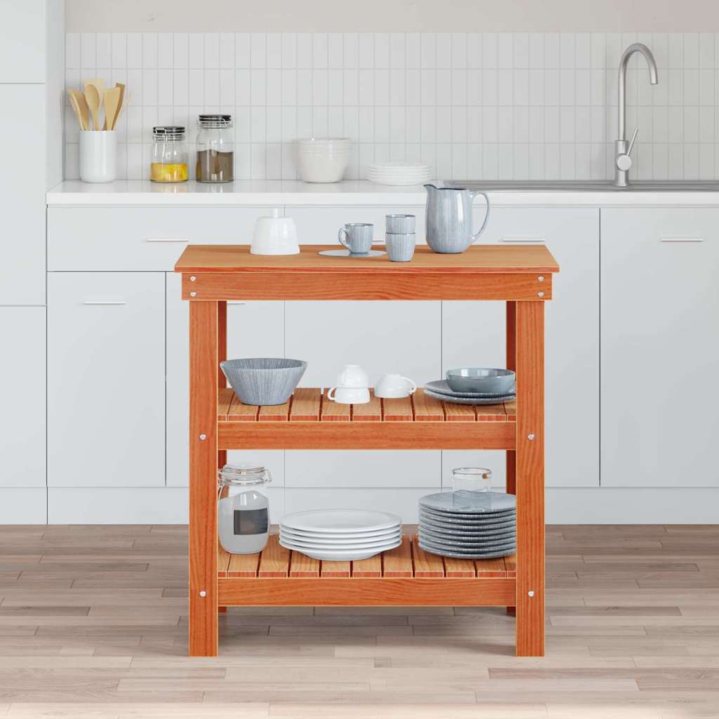 Työpöytä hyllyllä Vahanruskea 78.5 x 50 x 80 cm Täysi mänty