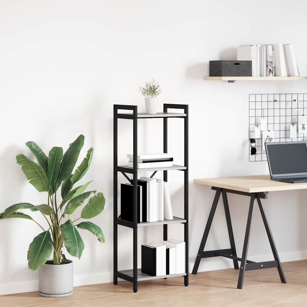 Kirjahylly Harmaa sonoma 40 x 30 x 118 cm Puu ja teräs