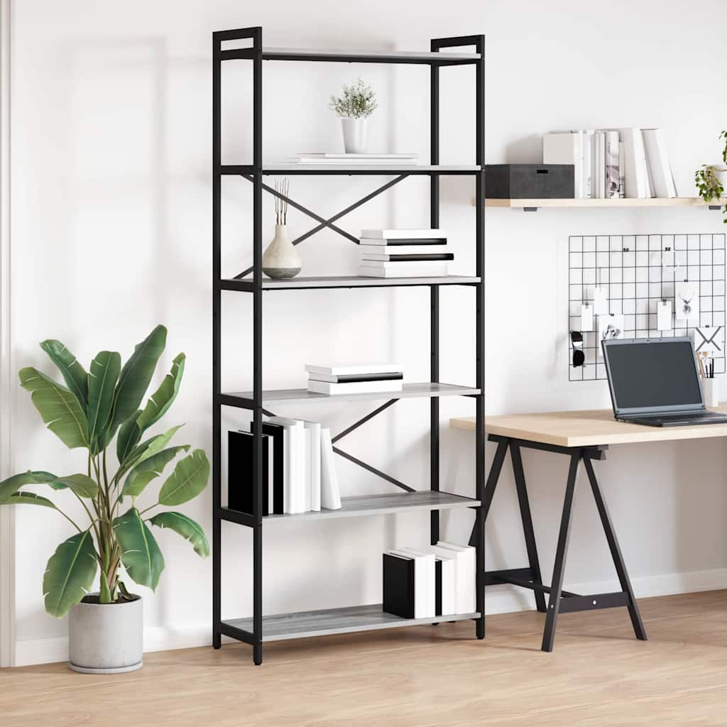 Kirjahylly Harmaa sonoma 80 x 30 x 188 cm Tekninen puu