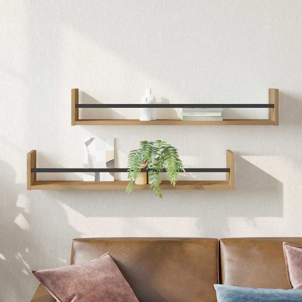 Seinä Hyllyt 2 kpl Artisan Tammi 80x16x14 cm Kivennäispuu