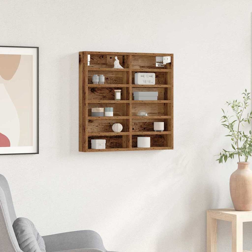 Vitrine Kaappi Vanha Puu 60x8,5x58 cm Lujitettu Puu