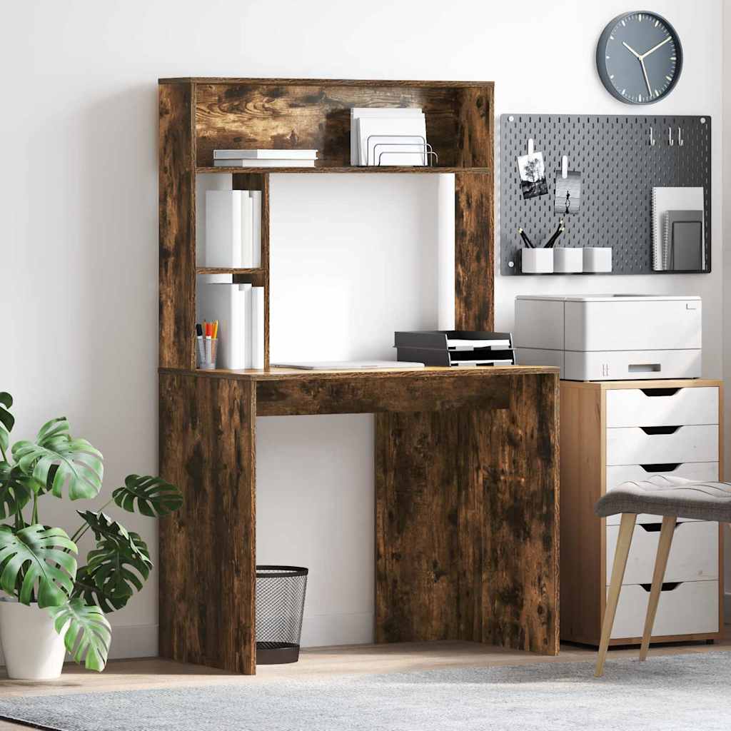 Pöytä hyllyllä Savutammi 91 x 50 x 149 cm Tekninen puu