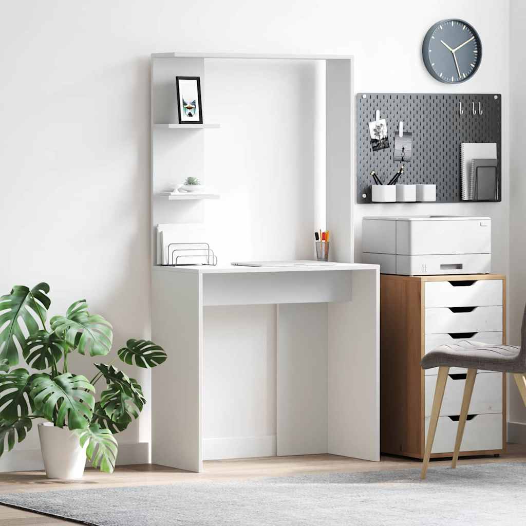 Valkoinen tietokonepöytä Valkoinen Tekninen puu Keskikokoinen