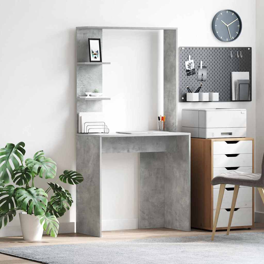 Betoniharmaa Tietokonepöytä Betoniharmaa Tekninen puu Keskikokoinen