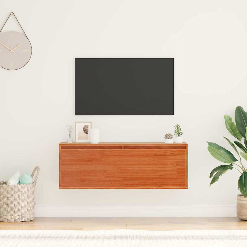 Seinäkaappi Vahanruskea 100 x 30 x 35 cm Täysi mänty