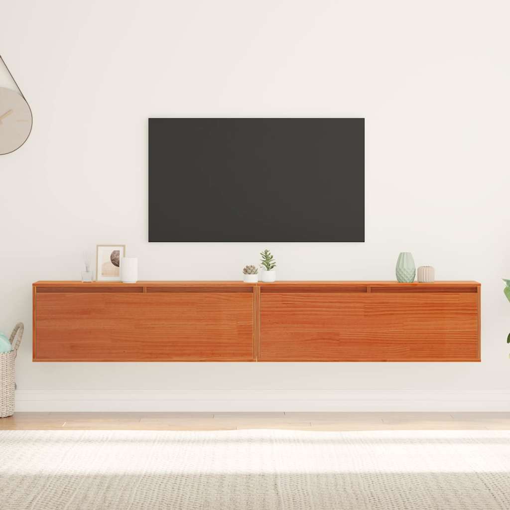 Seinäkaapit 2 pcs Vahanruskea 100 x 30 x 35 cm Täysi mänty