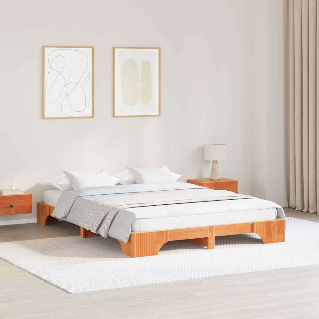 Sänkykehys Vaha ruskea Täysipuuta 150 x 200 cm Kestävä