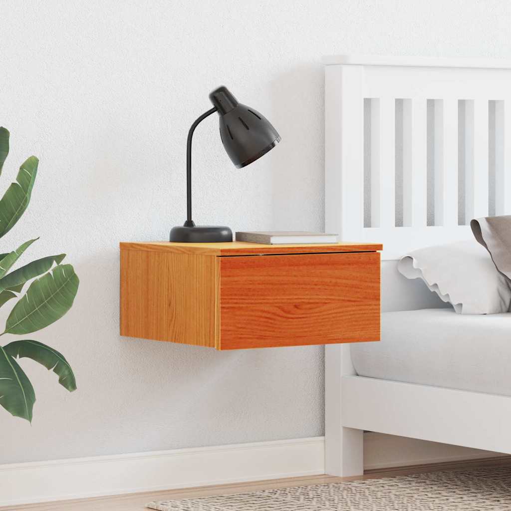 Seinälle asennettava yöpöytä laatikon kanssa 2 pcs Vahanruskea