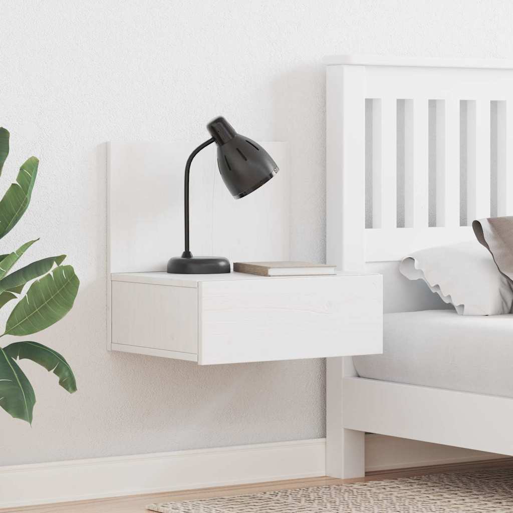 Seinälle asennettava yöpöytä Valkoinen 42 x 32.5 x 40 cm