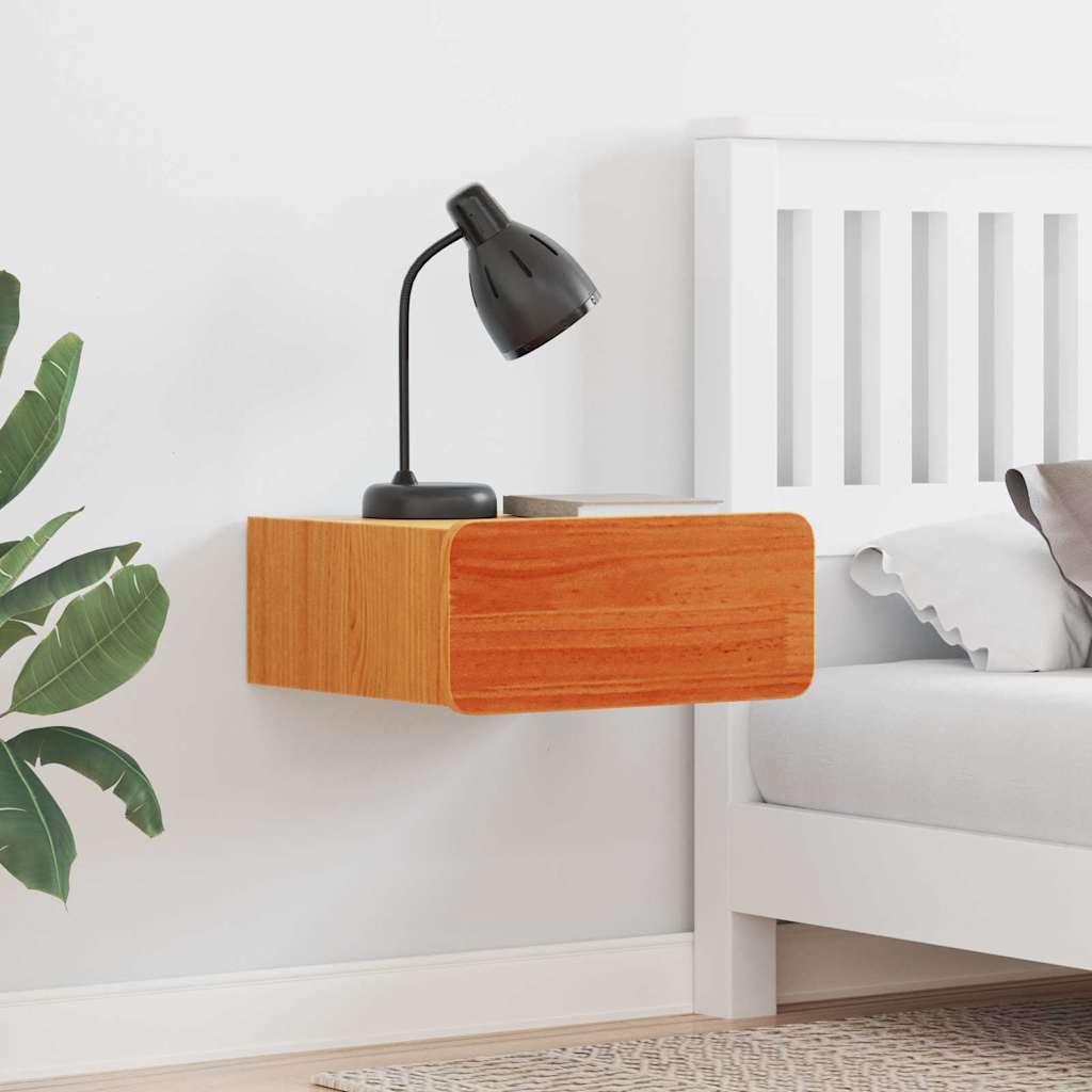 Seinälle asennettava yöpöytä Vahanruskea 39 x 34 x 16,5 cm