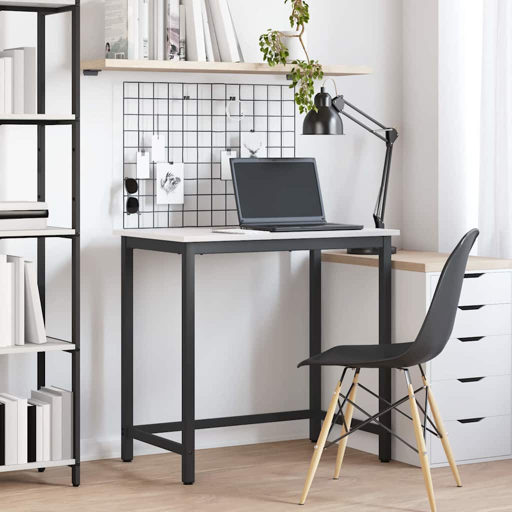 Pöytä Valkoinen 80 x 50 x 77 cm Kehitetty puu ja teräs