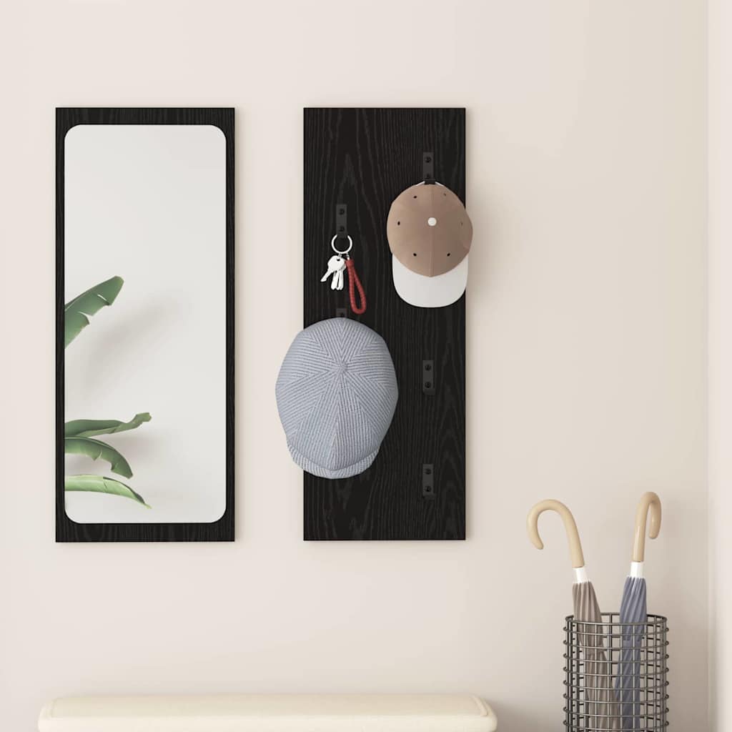 Seinälle asennettava takkihylly Musta tammi 30 x 1.5 x 80 cm