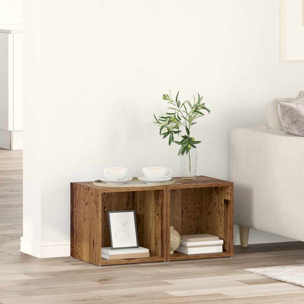 TV-kaappi 2 pcs Ruskea 37 x 35 x 37 cm Tekninen puu