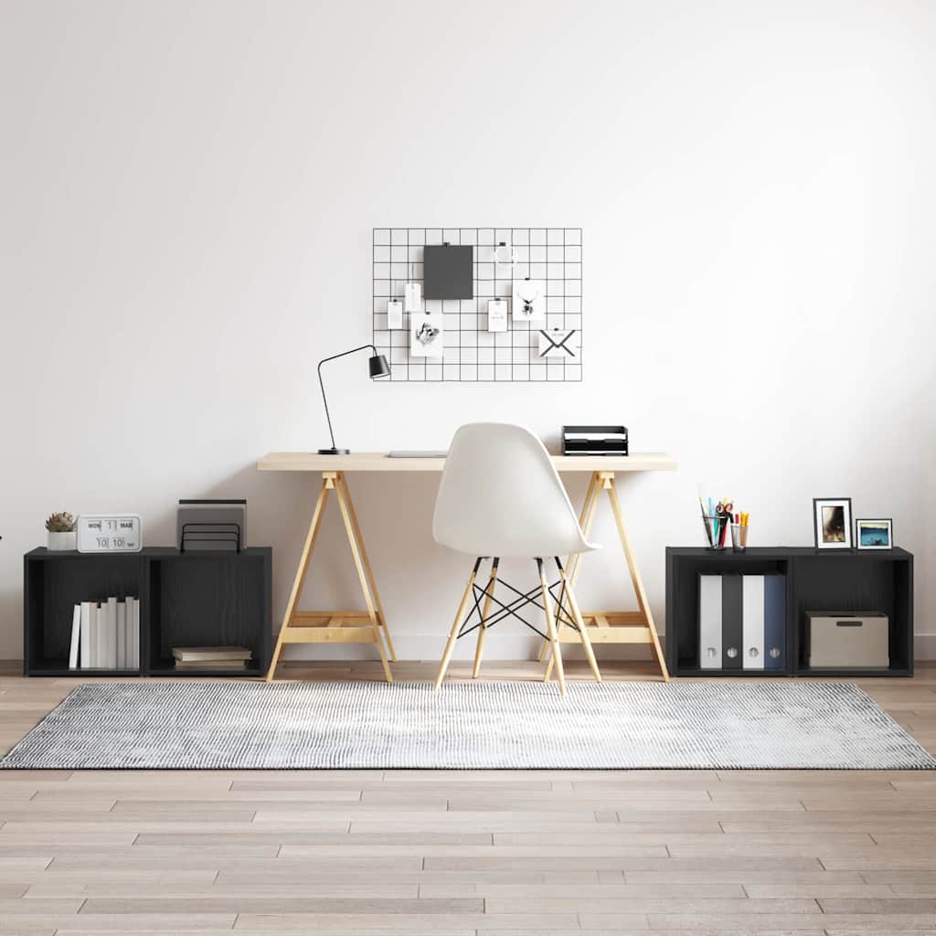 TV-kaapit - 4 kpl, Musta Tammi, 37 x 35 x 37 cm, Keinotekoinen Puu