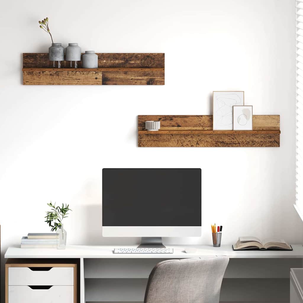 Seinähyllyt 2 pcs Vanha puu 80 x 11.5 x 18 cm Tekninen puu
