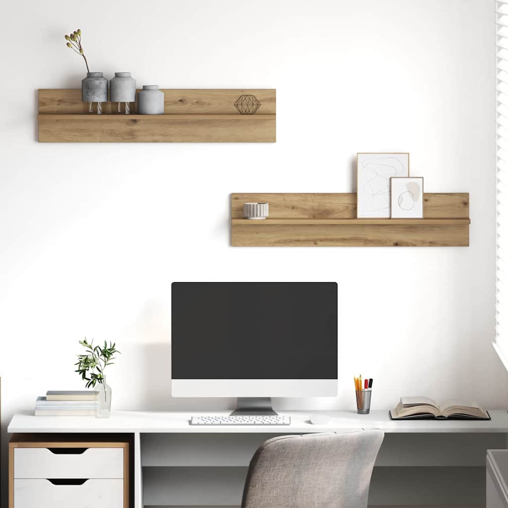 Seinähyllyt hyllyllä säilytystilassa 2 pcs Käsityöläisvalmistettu tammi