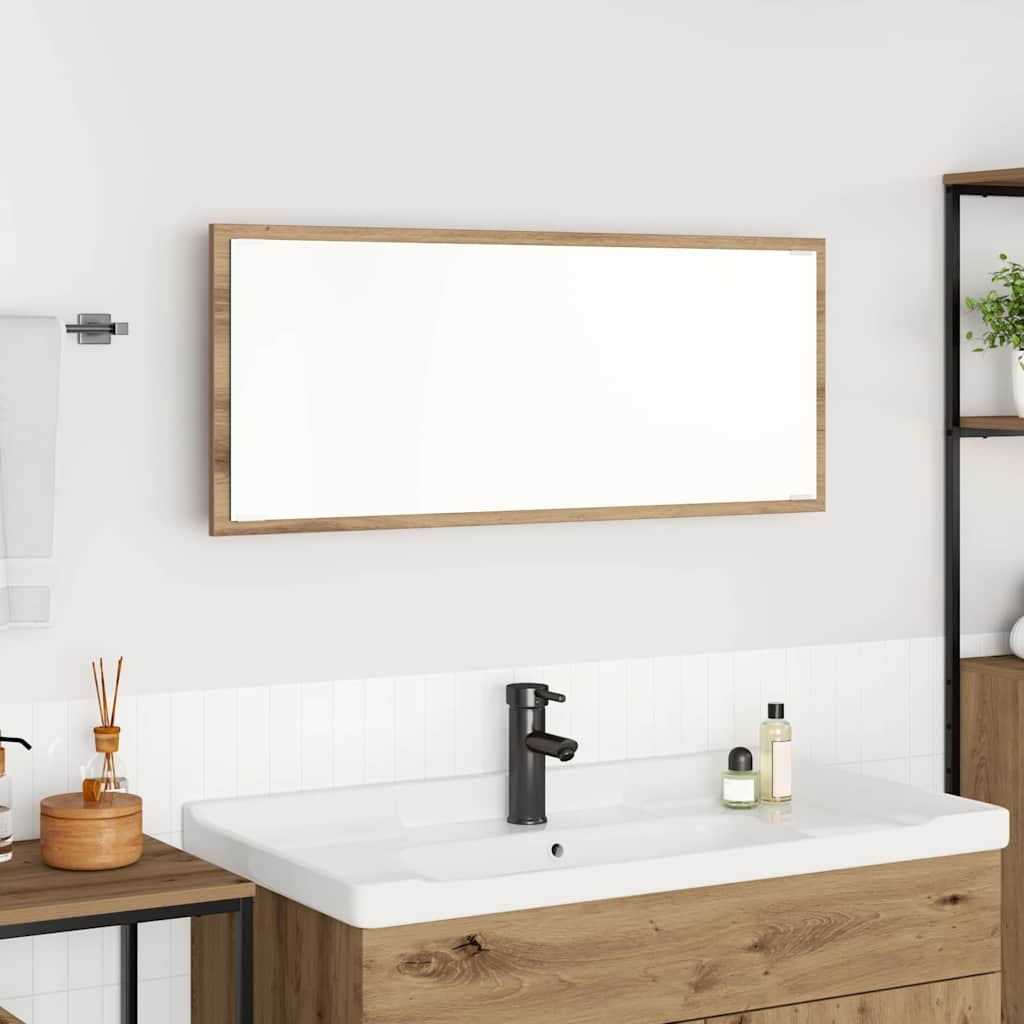 Kylpyhuonepeili Artisan tammi Tekninen puu, Lasi 90 x 8,5 x 37 cm