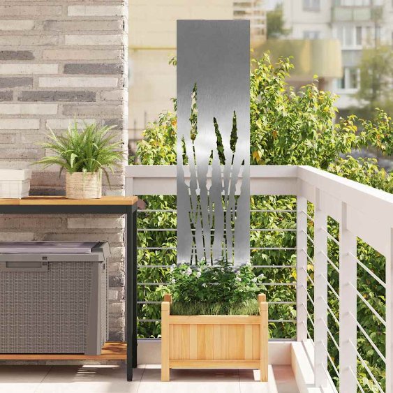 Puutarhan yksityisyyden verho Viivakuvio Hopea 32 x 140 cm