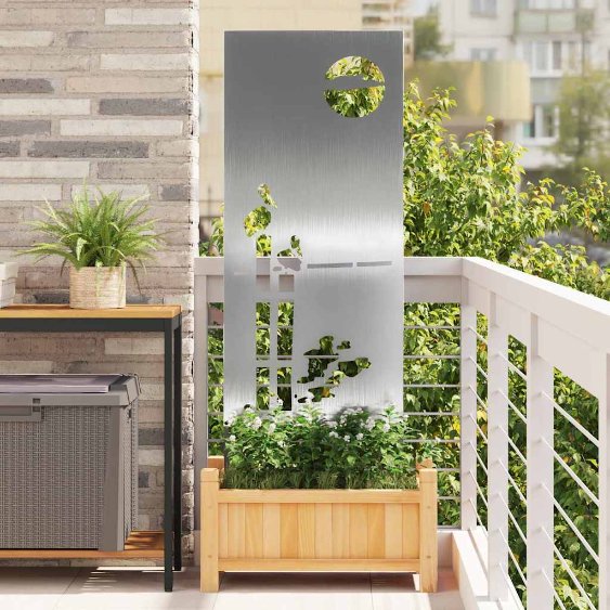 Puutarhan yksityisyyden verho Viivakuvio Hopea 50 x 140 cm