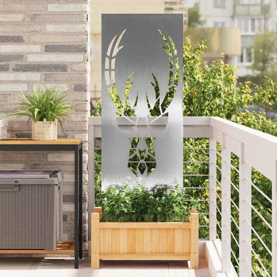 Puutarhan koristepaneeli Hopea 50 x 140 cm Ruostumaton teräs