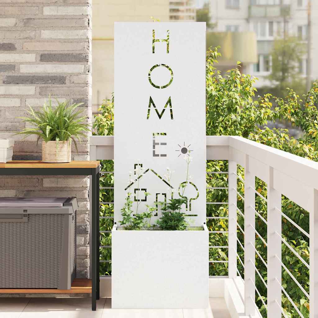 Puutarhan ruukkukasvi koristepaneelilla Valkoinen 50 x 140 cm