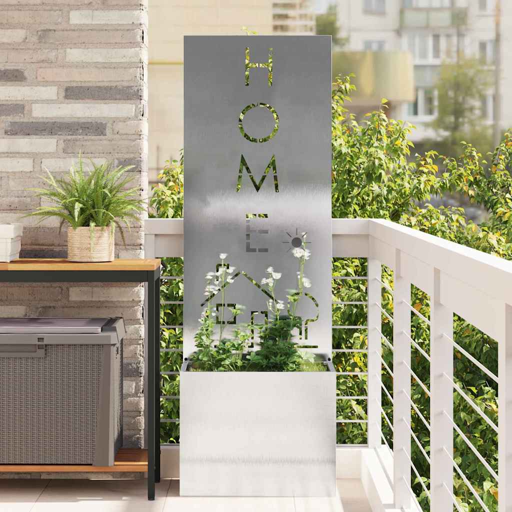 Puutarhan ruukkukasvi koristepaneelilla Hopea 50 x 140 cm