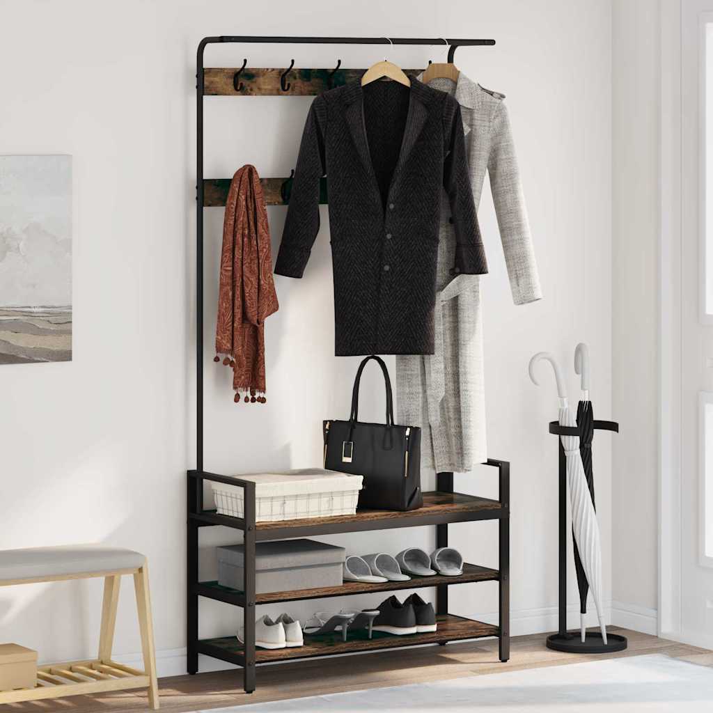 Takkihylly hyllyllä Savutammi 95 x 34 x 184 cm Tekninen puu