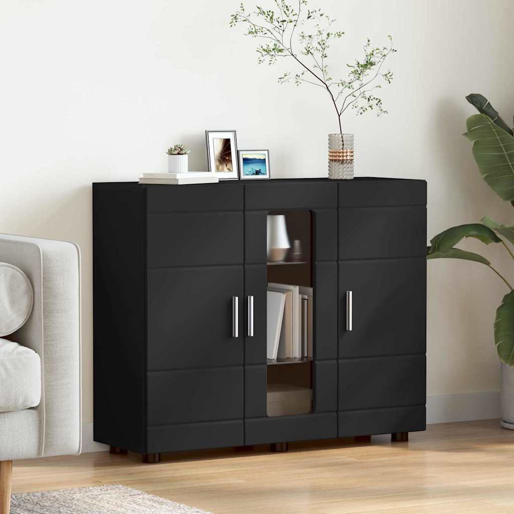 Sivupöytä hyllyllä ovella Musta 55.5 x 29 x 100 cm Tekninen puu