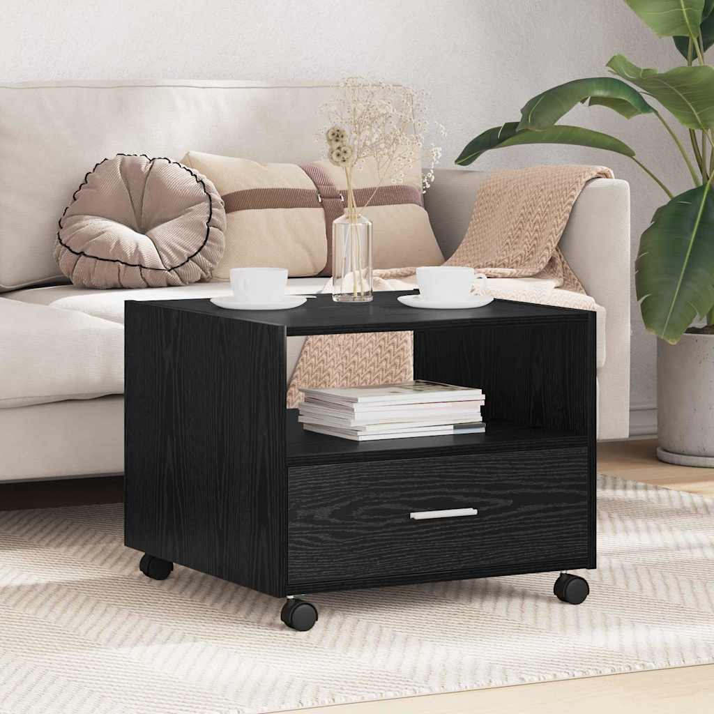 Sohvapöytä with Drawer Musta tammi 55 x 55 x 45 cm Tekninen puu