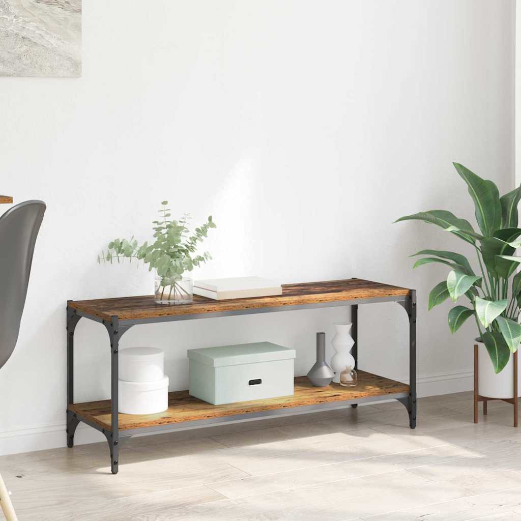 TV-kaappi Vanha Puu 100x33x41cm Hienosahattu puu ja rauta