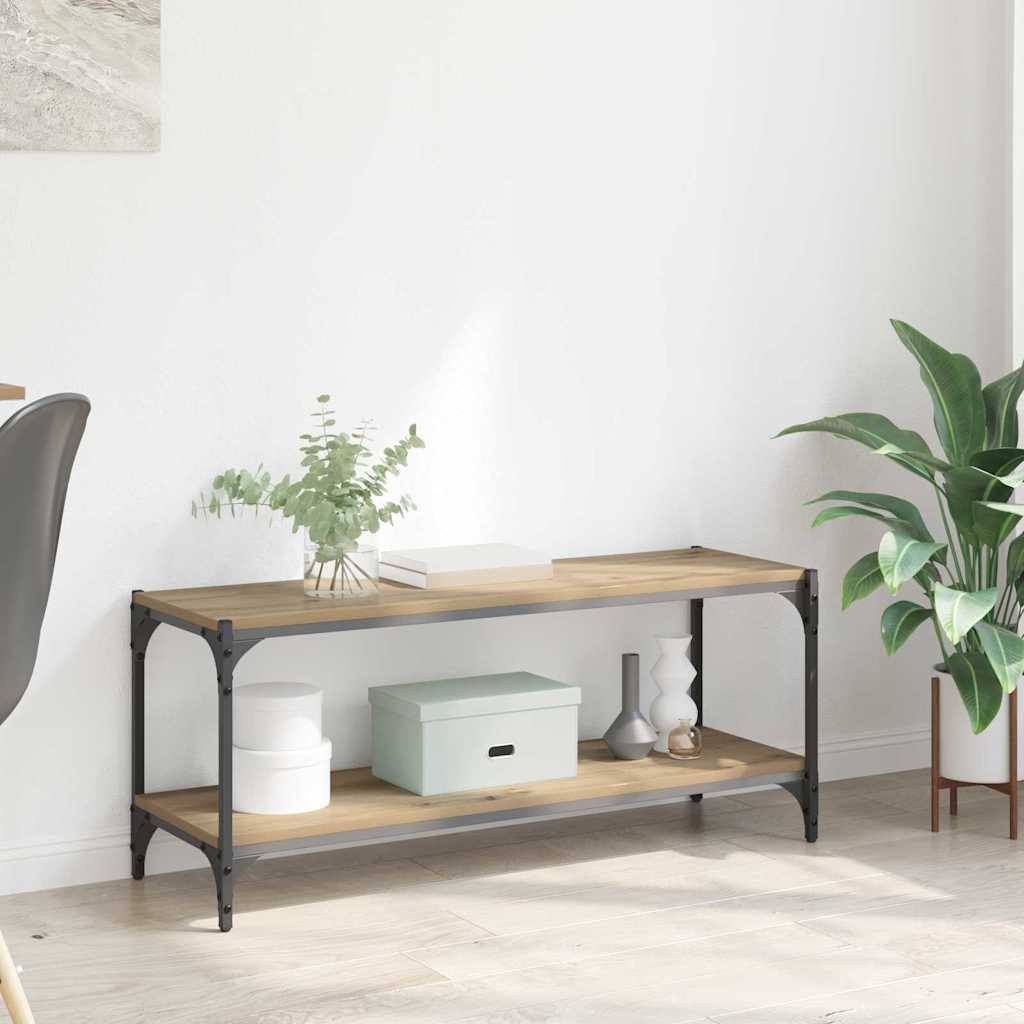 TV-kaappi Artisan tammi 100x33x41cm Hienosahattu puu ja rauta